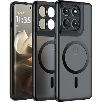 Effcotuo Magnetic Case for Motorola Moto Edge 60 Pro Case [Compatible with MagSafe] Flexible Silicone + Matte Acrylic Protect