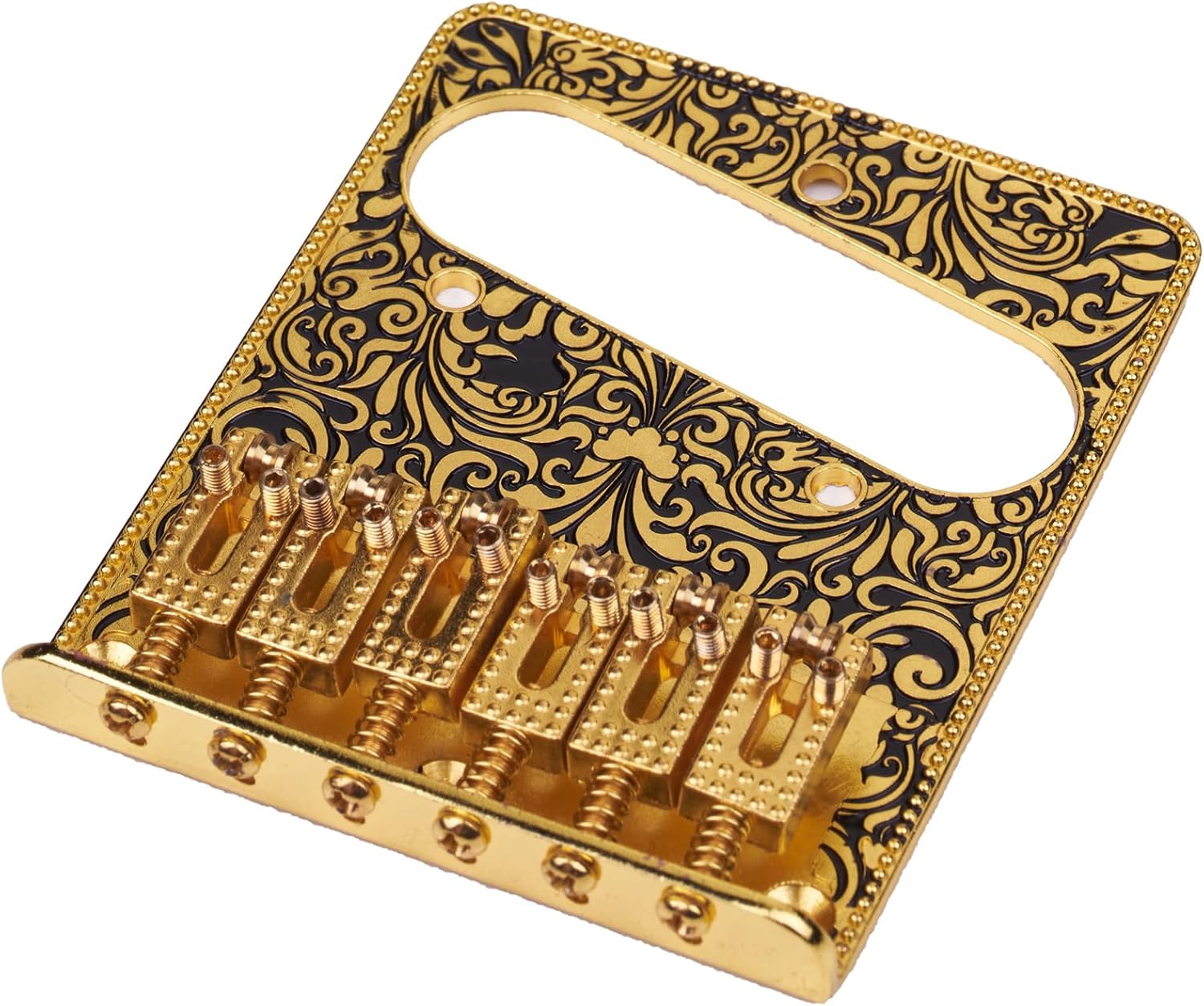 TL Carved Pattern 6 String Roller Bridge for Telecaster Style Electric Guitar (Gold)