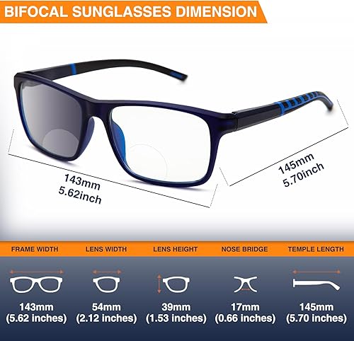 Miniatura 6 de JO Gafas de lectura bifocales fotocromáticas deportivas para hombre, lentes de sol bifocales para bicicleta con resorte de bisagra