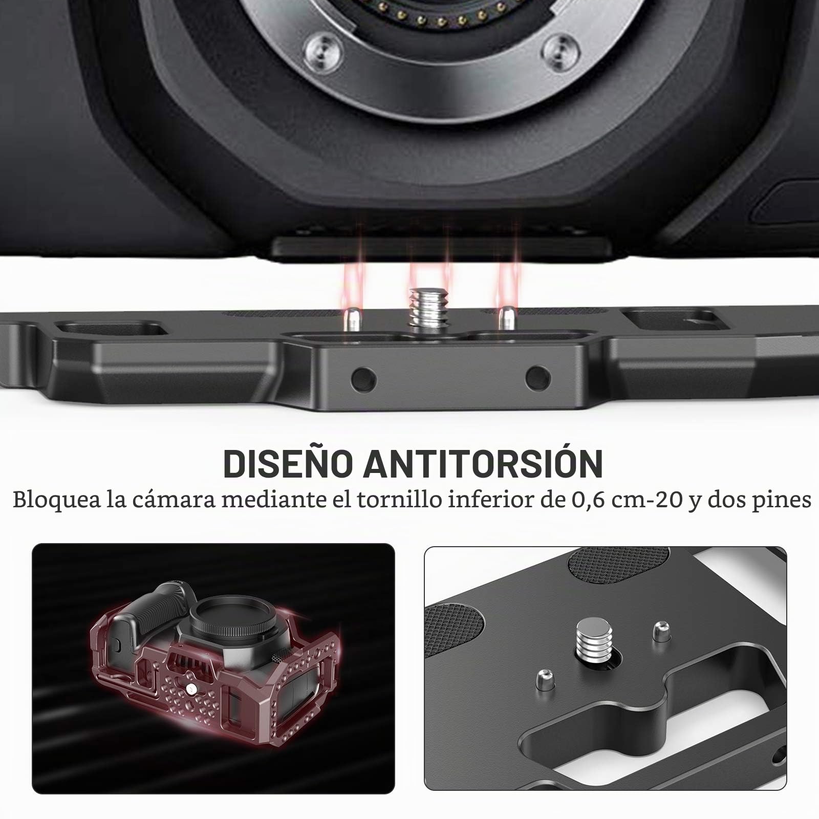 (Nueva Versión) SMALLRIG Cage Compatible para BMPCC 4K, 6K, Jaula de Cámara para Blackmagic Pocket Cinema Camera 4K con Mecanismo Anti-Giro y Puntos de Montaje - 2203B