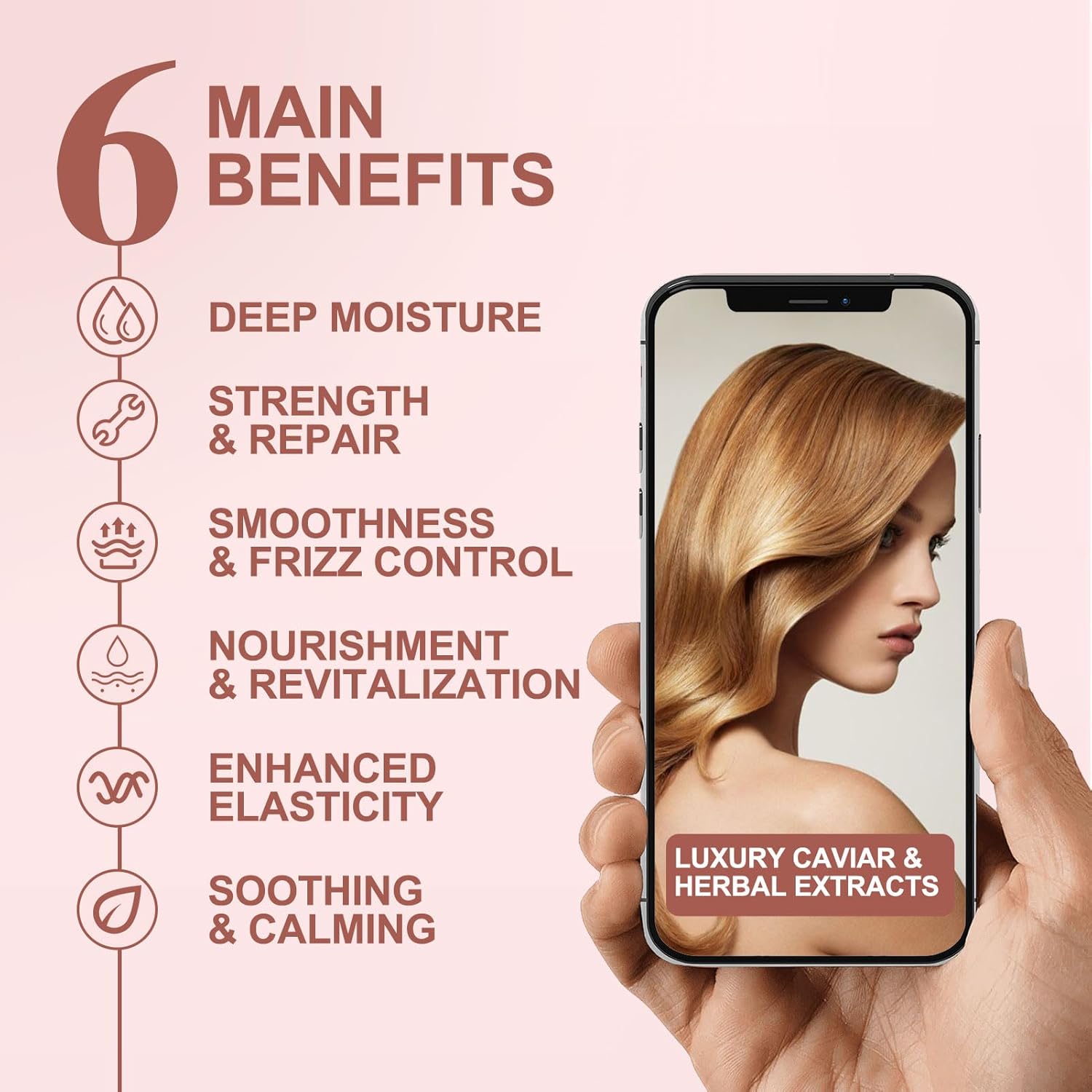 Caviar Hair Mask, Enriched with Caviar Essence, Keratin, & Herbal Extracts for Ultimate Shine & Softness, Deep Conditioning Treatment for Dry or Damaged Hair, 11.8 fl oz，Sulfate-Free - Image 4