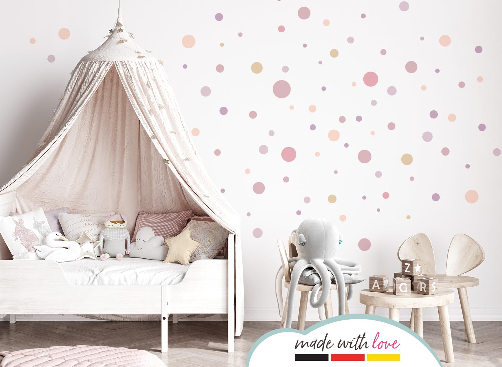 Little Deco adesivi da parete per la camera dei bambini, 60 stelle, colori: menta, rosa e grigio, set di tatuaggi da parete per la camera da letto, autoadesivi DL401