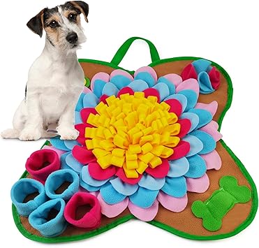 Snuffle Mat for Dogs, 20*20 Interactive Foraging Puzzle Blanket, Dog Feeding Mat with Non-Slip Bottom, Foldable Pet Snuffle Mat for Sniffing, Slow Feeding and Stress Release