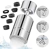 Faucet Tap Aerator, 360° Swivel Faucet Extender 2-Flow Modes, Water Saving Splash-Proof Bathroom Sink Kitchen Tap Spray Head Bubbler Sprayer with Faucet Adapter Accessories Silver
