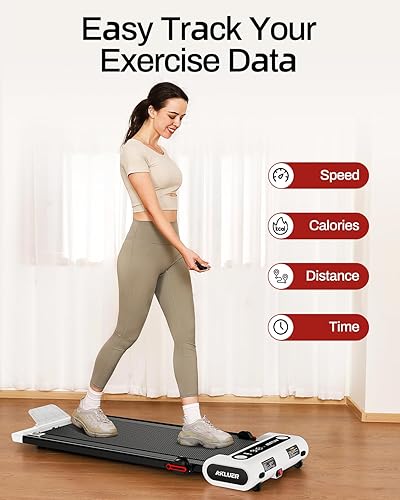 Miniatura 3 de AKLUER Caminadora portátil con Bluetooth, cinta de correr de hasta 3.8 MPH de velocidad, caminadora para correr y caminar para espacios pequeños en