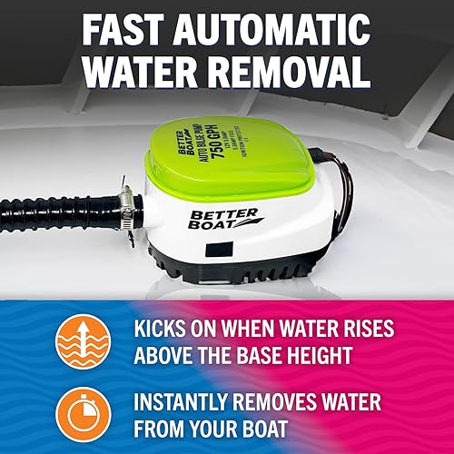 Miniatura 9 de Bombas de sentina automáticas para barcos, bomba de sentina automática de 1100 GPH para barco con interruptor de flotador, bote bajo integrado de 12