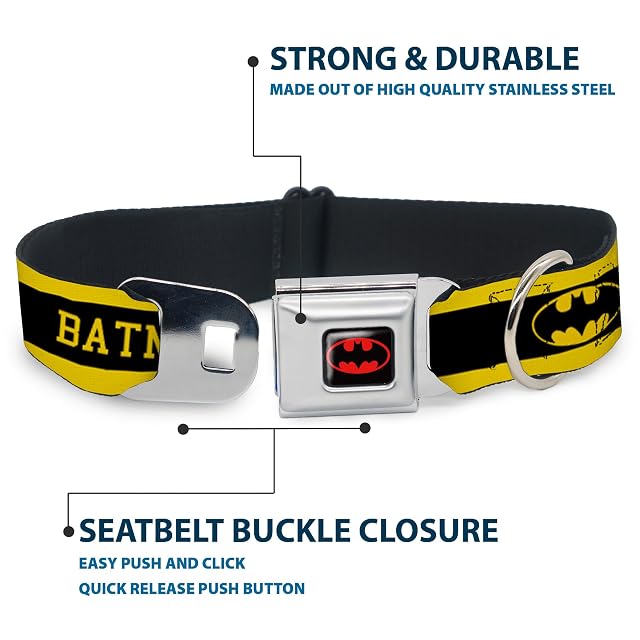 Foto 4 de 8 de Buckle Down BMC Batman Negro/Amarillo Collar de Perro