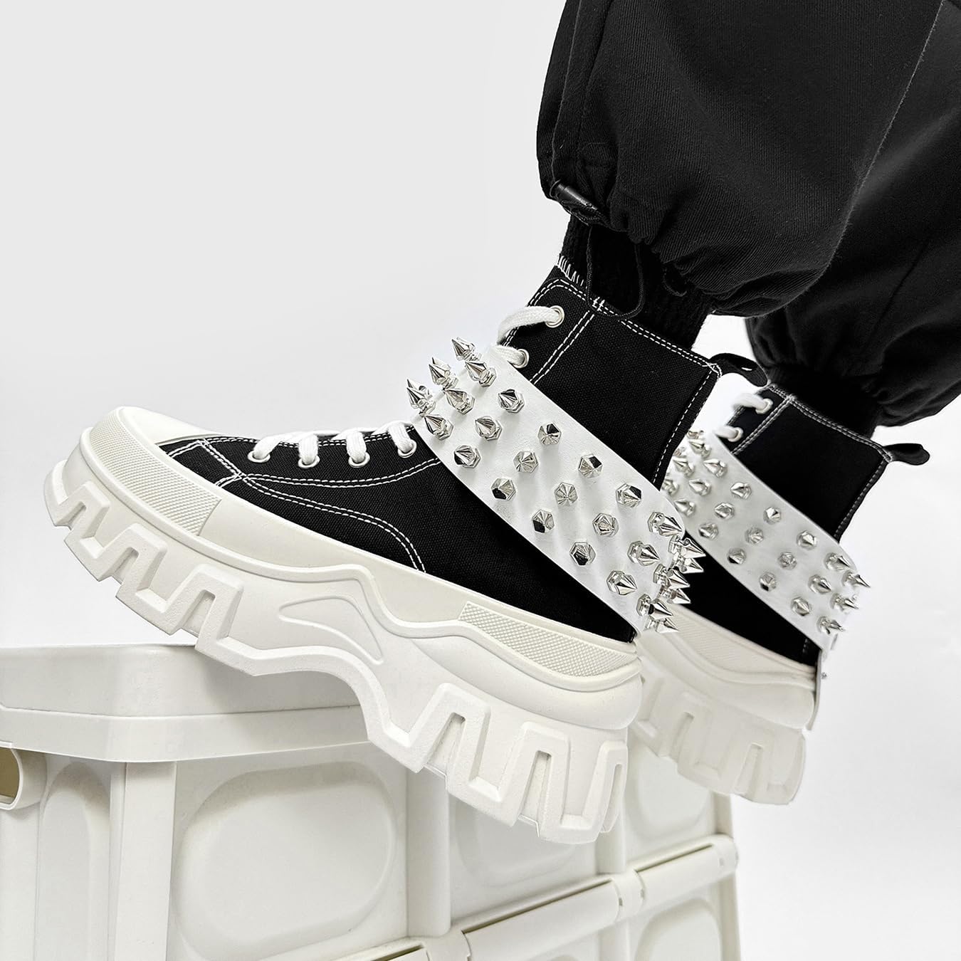 Men's Punk Ankle Boots Casual Breathable Canvas Lace-Up Combat Motorcycle Boots for Daily Wear
