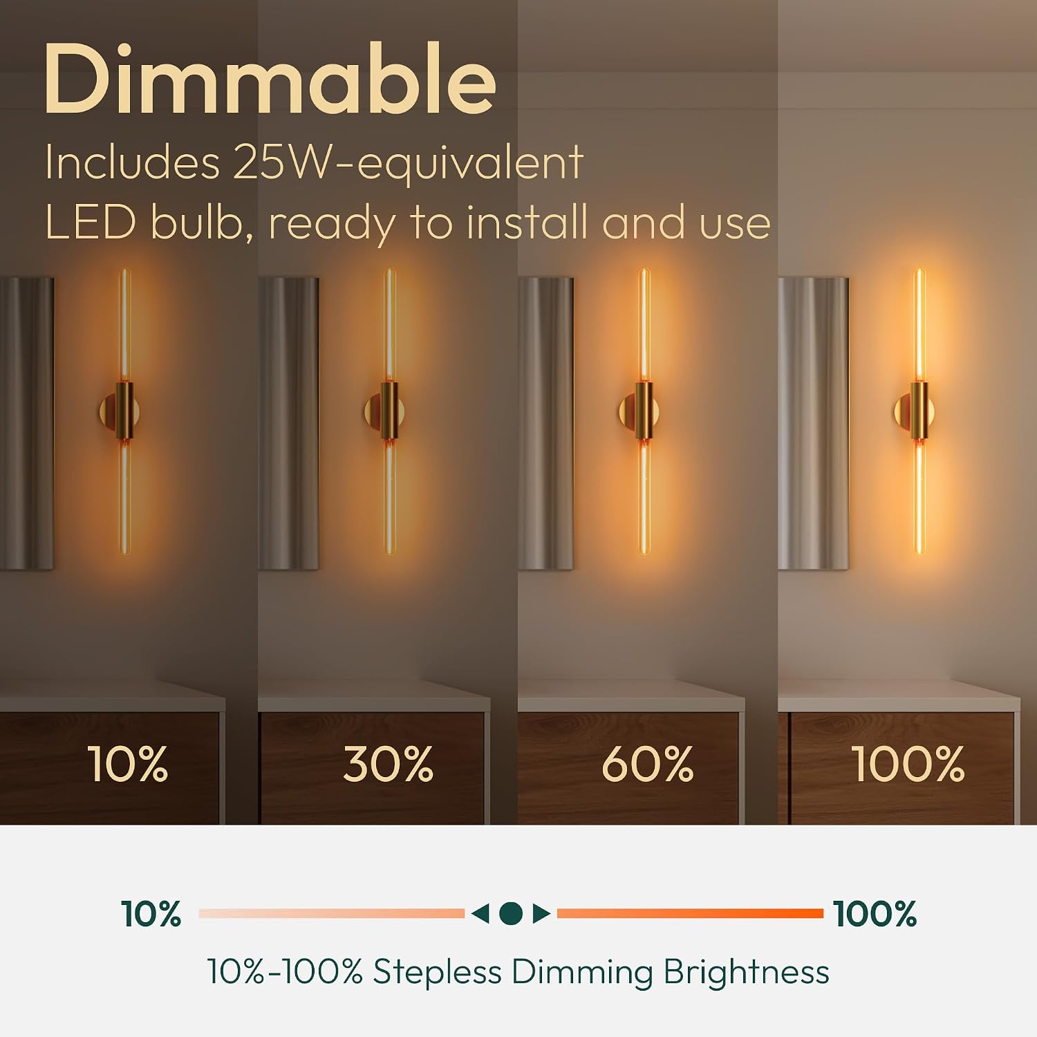 ALAMPEVER Wall Sconce with T10 Bulbs, Modern Bathroom Wall Sconces, Clean Lines Design, Dimmable Wall Light for Bedroom, Living Room, Hallway, Entryway, Café, and Bar