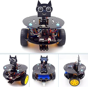 Adeept Smart Car Kit(Compatible with Arduino IDE), Line Tracking, Obstacle Avoidance, OLED Display, Ultrasonic Sensor, Wireless Remote Control, DIY STEM Educational Robot Car Kit (Black)