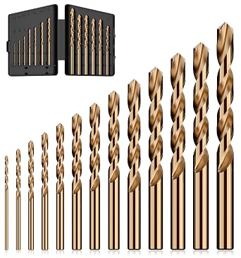 13Pcs1/16"-1/4" Cobalt Drill Bit Set M35 HSS Jobber Length | for Hardened Metal, Stainless Steel, Cast Iron, Wood and Plastic, with Index Storage Case