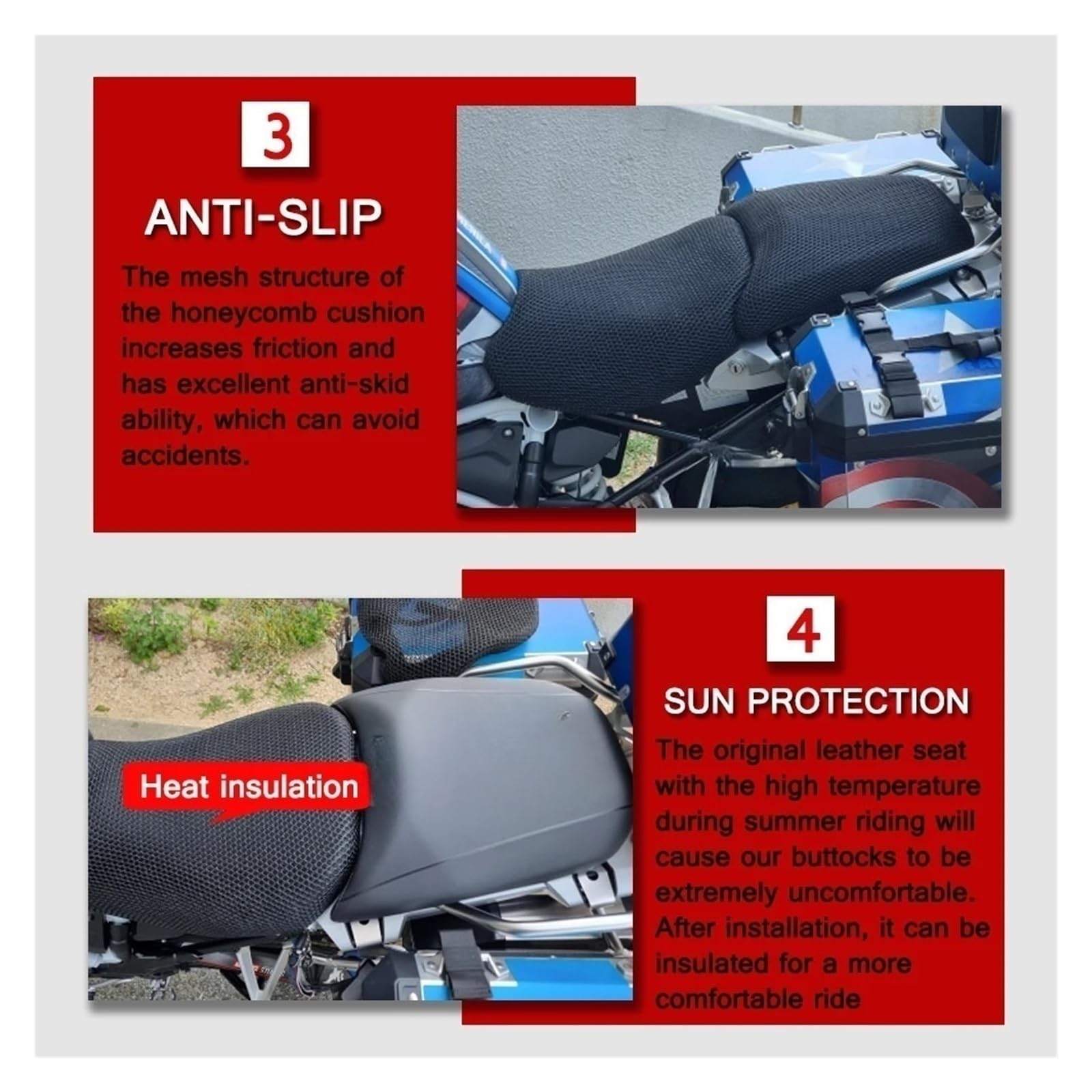 Motociclo Coprisedile Cuscino R1200GS Coprisedile Per B&MW OC/LC R1200 GS Adv Adventure Moto 3D Mesh Cuscino Sella Anti-Slip Tessuto Di Nylon Protector