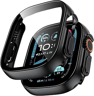 CASENED Tempered Glass Protective Case for iWatch Ultra 2 / Ultra 49mm Black - Ultra-Thin, Scratch-Resistant