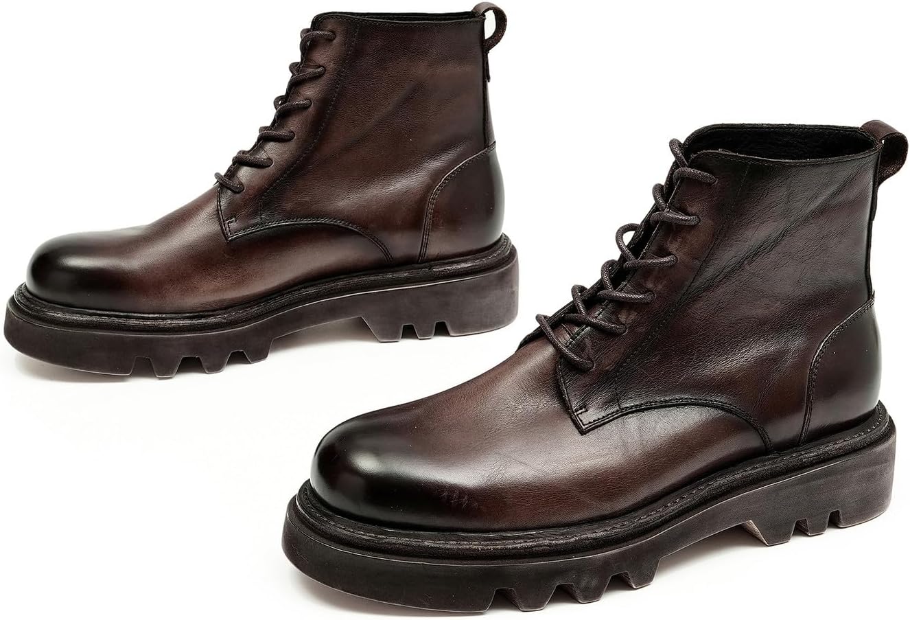 Santimon Chelsea Boots Men Casual Black Dress Cowboy Boots Washed Vintage Soft Leather Oxfords Boots Fashion Comfort Ankle Boots