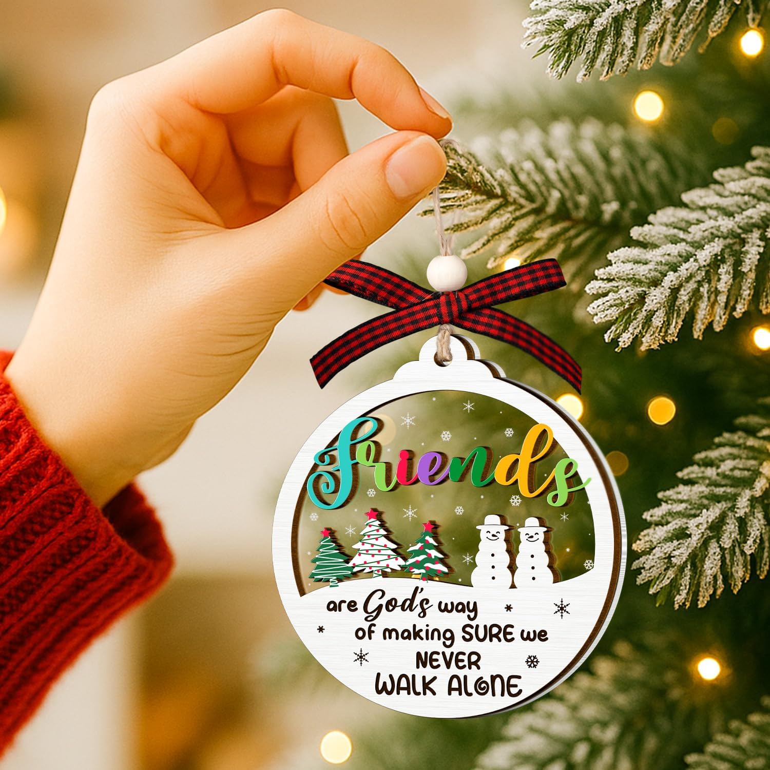 Friends Christmas Ornament - Best Friend Ornament - Friendship Ornaments, Friendship Gifts for Women, Friends - 2 Layer Ornaments for Christmas Tree 2025 - Image 5