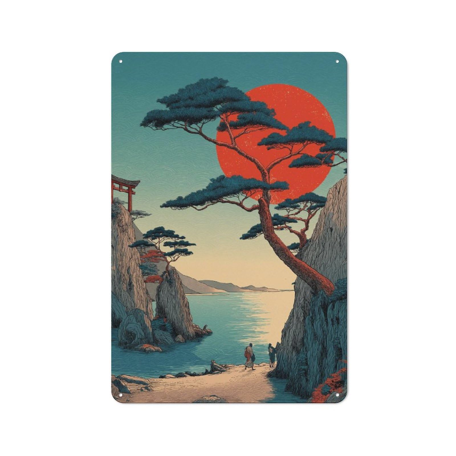 Junmoney Sunset Serenity By The Sea Vintage Tin Sign 30X20cm With For Workshop Wall, For Kitchen, Dining Room And Home Bar Wall Decor