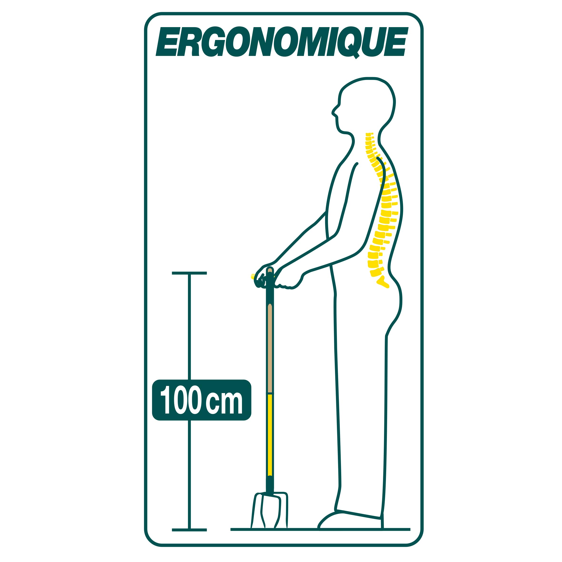 LEBORGNE - Rotogrif NaturOvert, Griffe Rotative 4 Dents - Manche en Bois PEFC 100% - Idéale pour la Préparation des Sols avant Culture - Outillage de Jardinage - coloris aléatoire