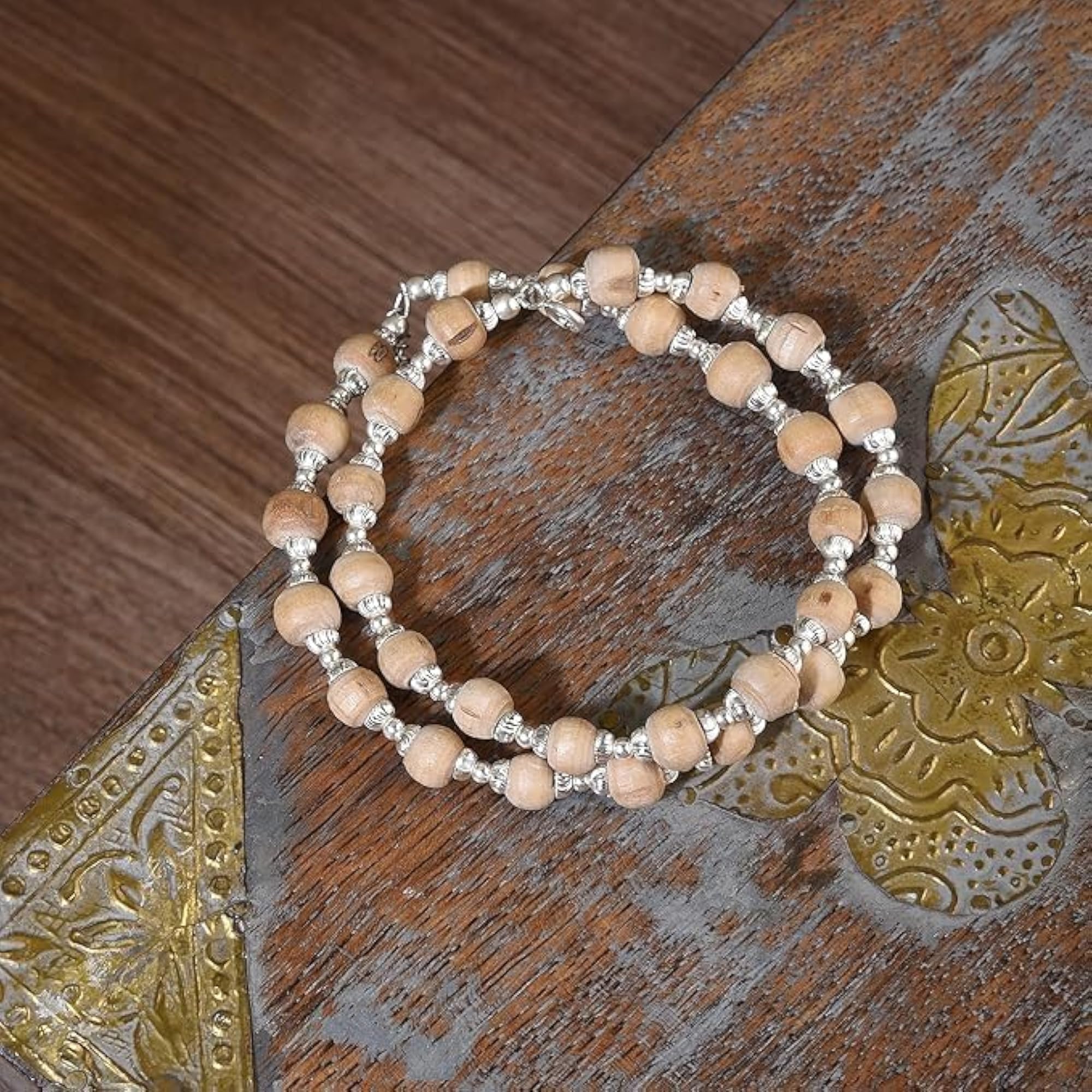 925 Silver Tulsi Double Line Rakhi Bracelet, Traditional Gift