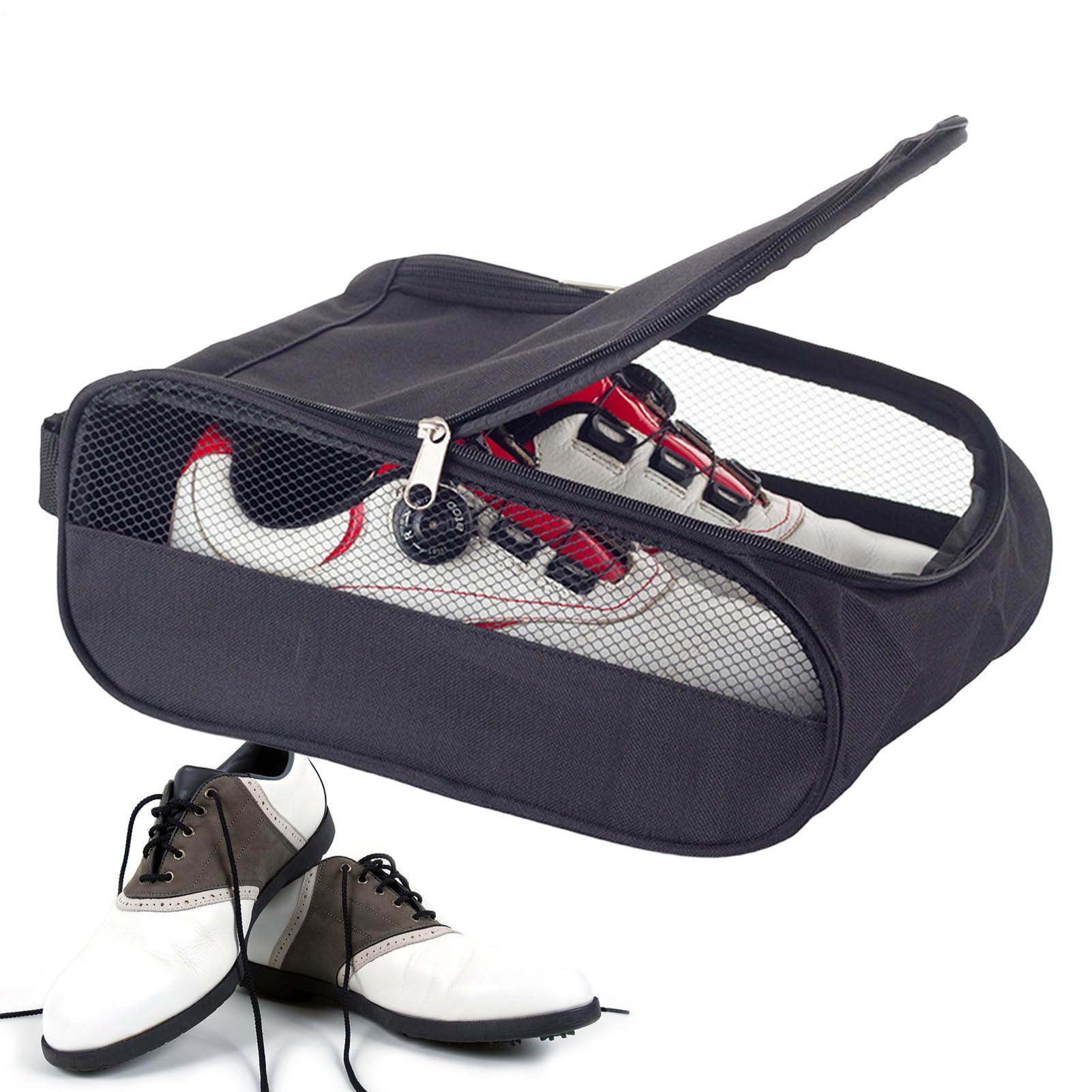 Bolsa para zapatos de golf, organizador de zapatos de viaje, bolsa compacta para zapatos | Bolsa duradera para zapatos con cremallera para hombres y mujeres, accesorios de golf, bolsa para zapatos