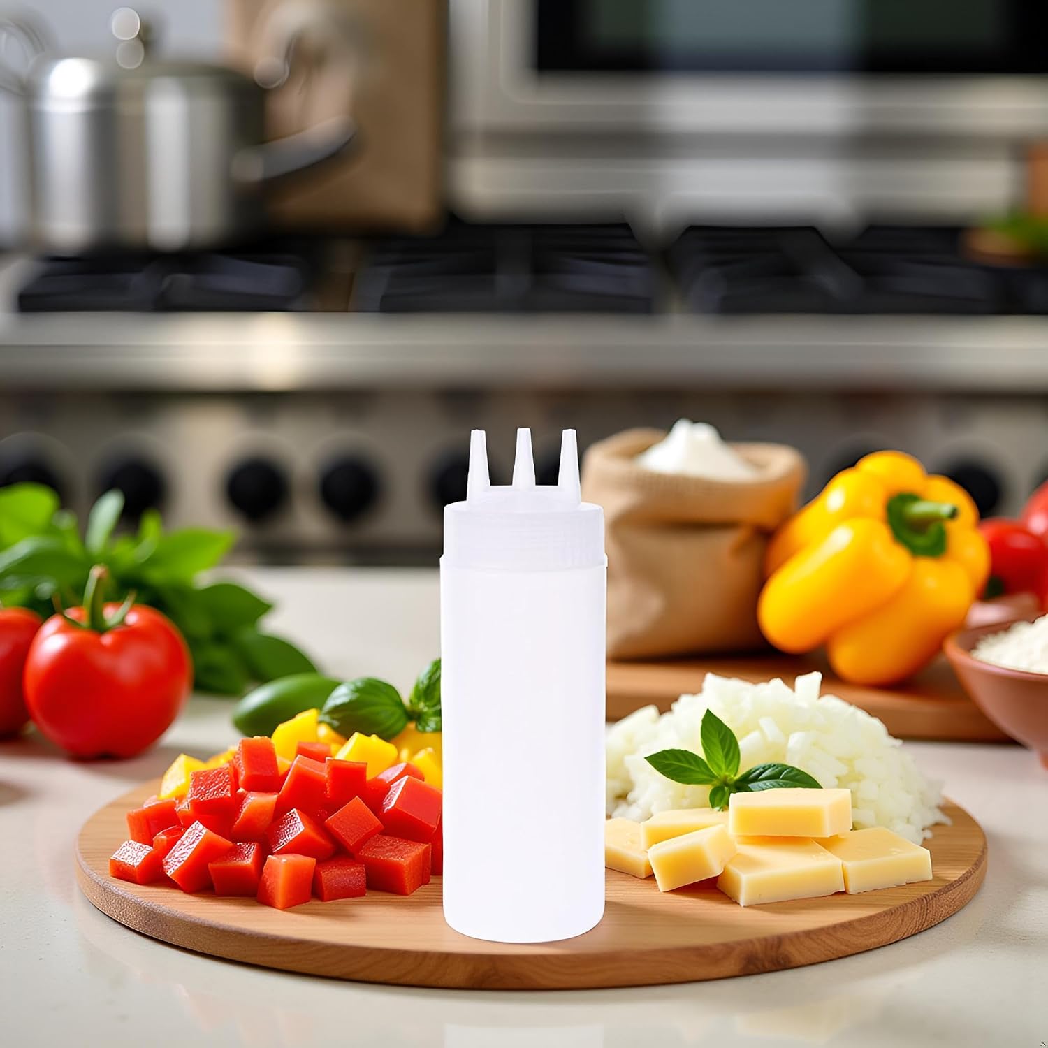 White Squeeze Bottle,3 Hole Squeeze Bottle Condiment Dispenser Sauce Vinegar Oil Ketchup Cruet Bin Condiment Squeeze Bottles