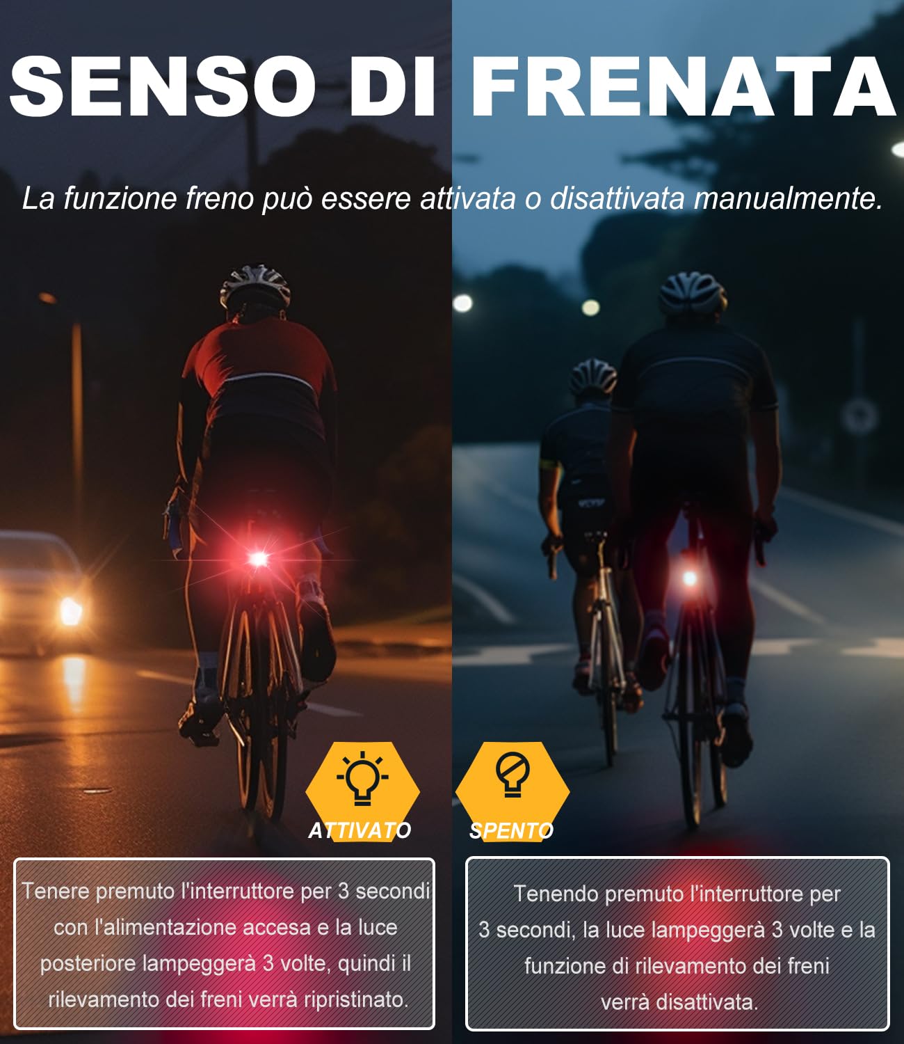 TOWILD TL03 Fanale Posteriore per Bici da Freno,Lampada Posteriore per Bicicletta Intelligente,Fino a 36 Ore di Illuminazione IPX6 5 Modalità Luce Posteriori Da Bicicletta Ricaricabile USB-C