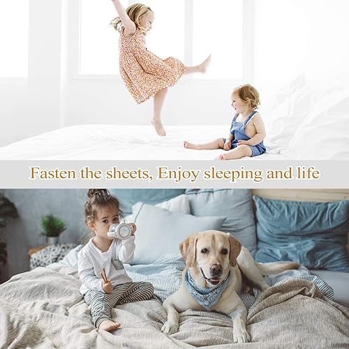 Miniatura 7 de ZHOUBIN Correas de soporte para sábanas, correas elásticas ajustables entrecruzadas para todas las sábanas, fundas de colchón (2 juegos4 piezas,
