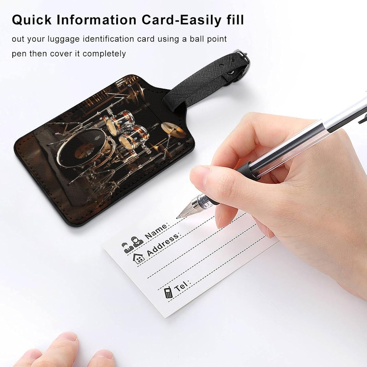Drum Set PU Leather Luggage Tag for Suitcases image 5