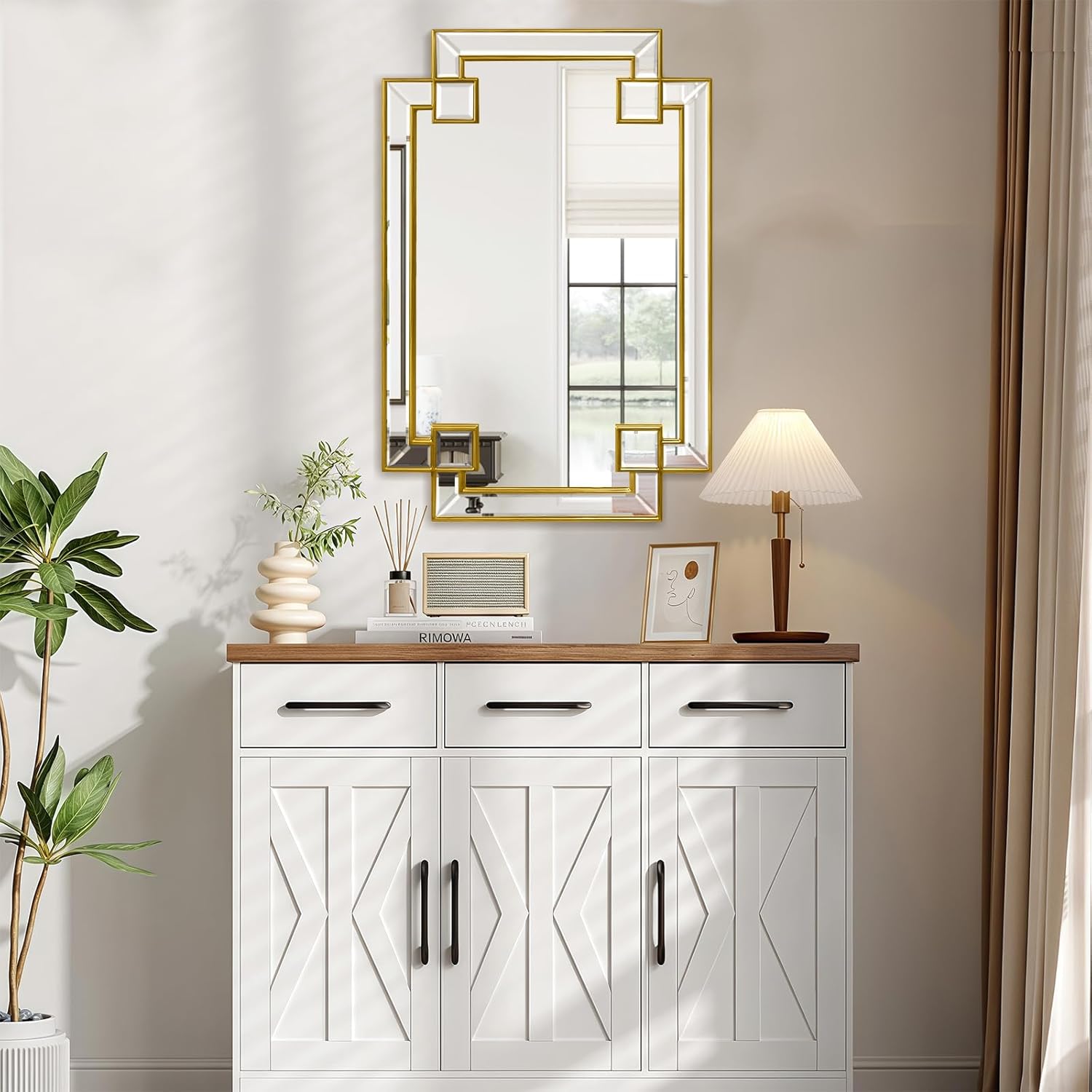 Gold Mirror for Bathroom, 24x36 Inch Rectangle Bathroom Vanity Mirror for Over Sink, Modern Decorative Mirror for Living Room Entryway Fireplace Mantel (Horizontal/Vertical)