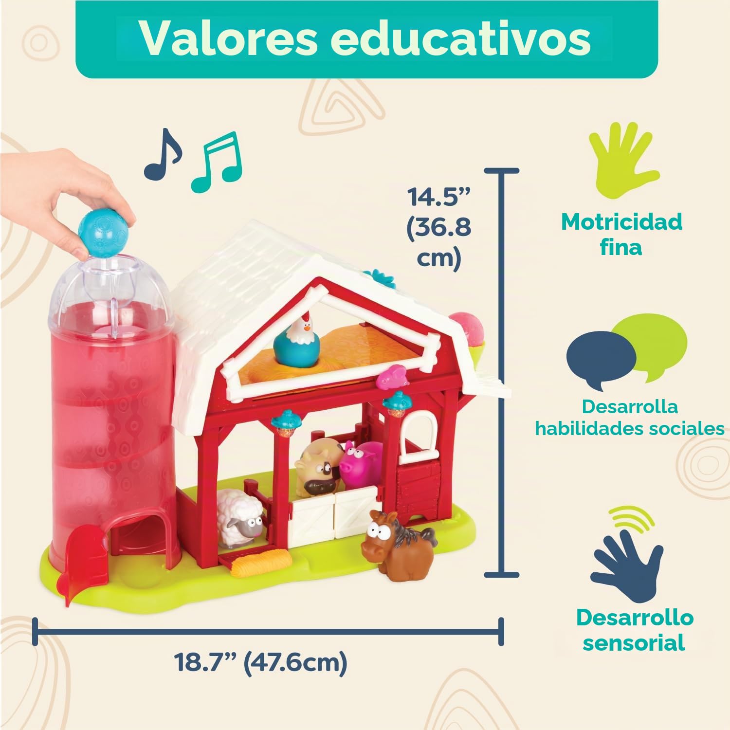 B. toys Granja Musical interactiva, Granero Rojo con Luces y Sonido