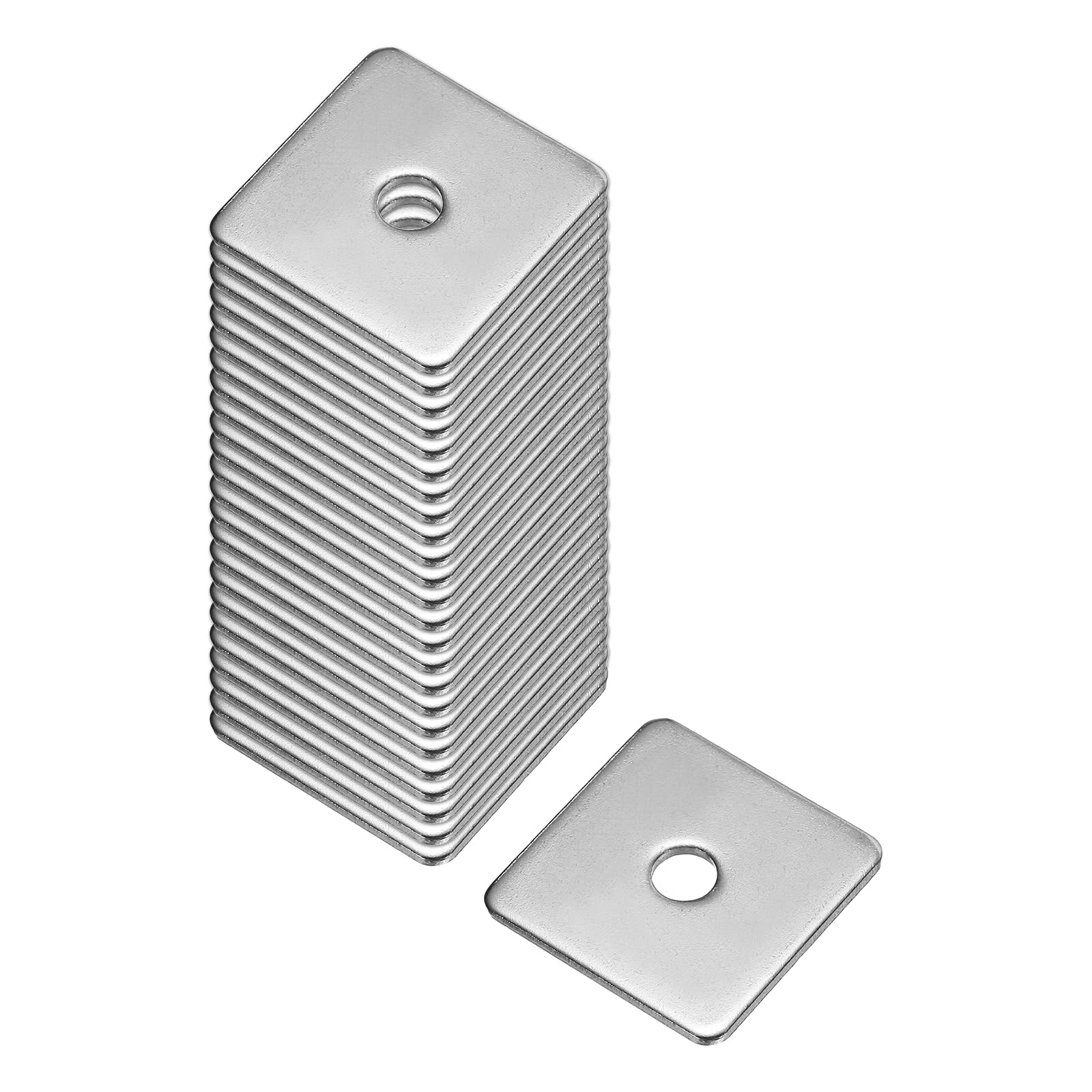 sourcing map Square Washer, 25Pcs M5x25x25x1.5mm 304 Stainless Steel Square Plate Washers Flat Pad Spacer Gasket for Hardware Fastener