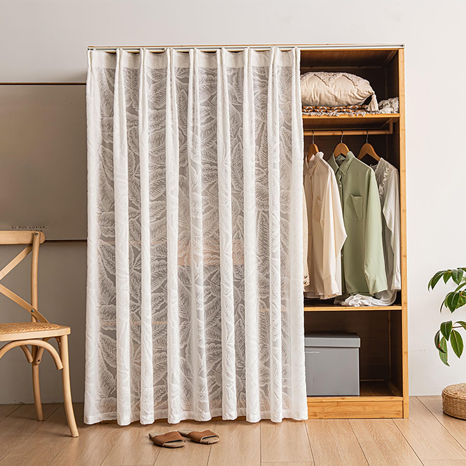 Étagère d'intimité coulissante blanche 260x180 cm pour bureau et placard sans perçage