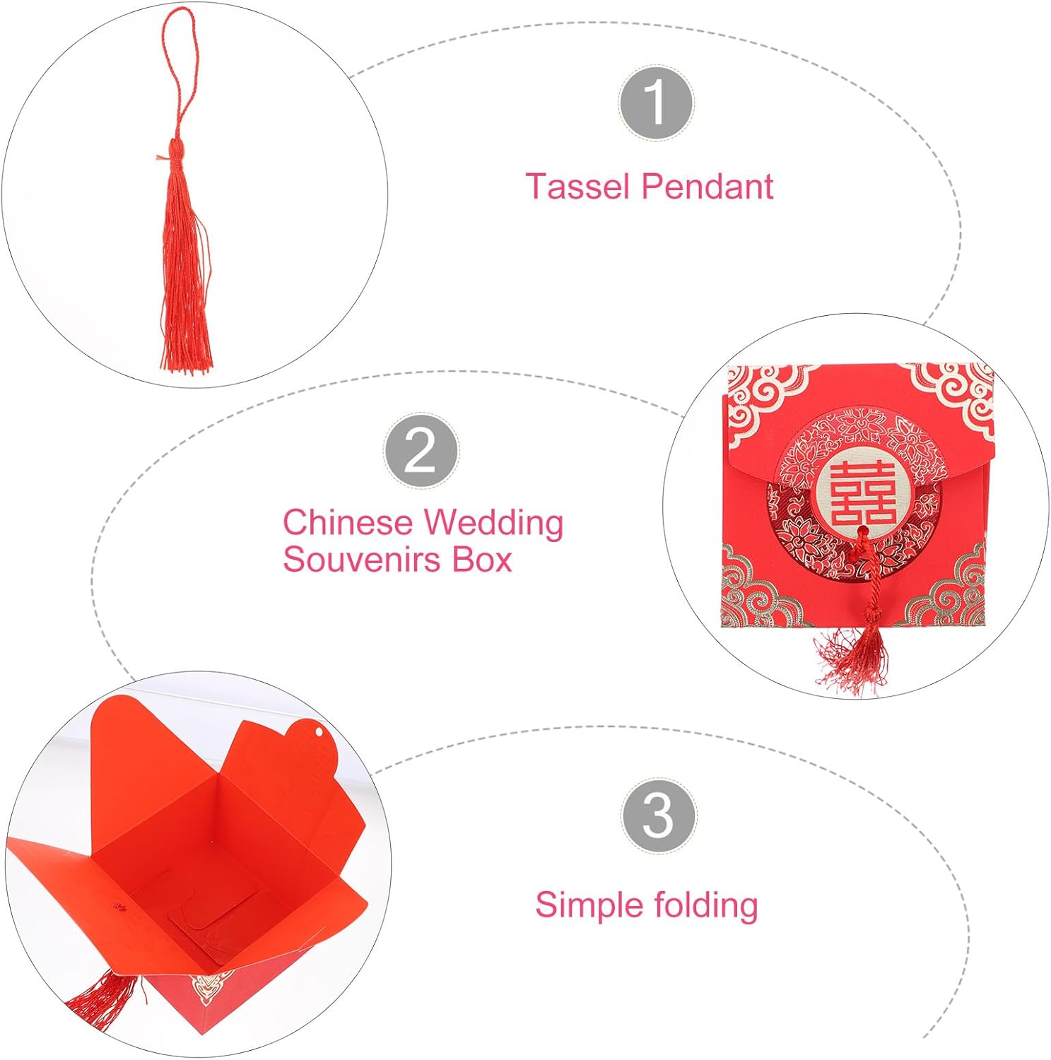 KESYOO Cake Container 20Pcs Chinese Wedding Boxes Retro Hollow Candy Boxes with Tassel Red Cookie Boxes for Wedding Birthday Party Favors () Bridal Shower - Image 4