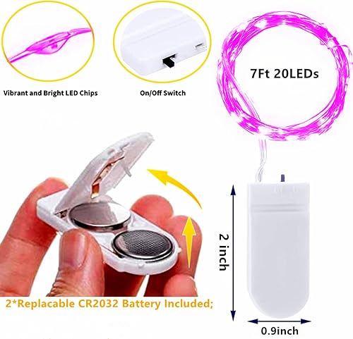 Miniatura 2 de Ranlraka Luces de Halloween rosas de 7 pies, luces LED de Navidad que funcionan con pilas, para interiores, adolescentes, niñas, ideas de regalo, 20