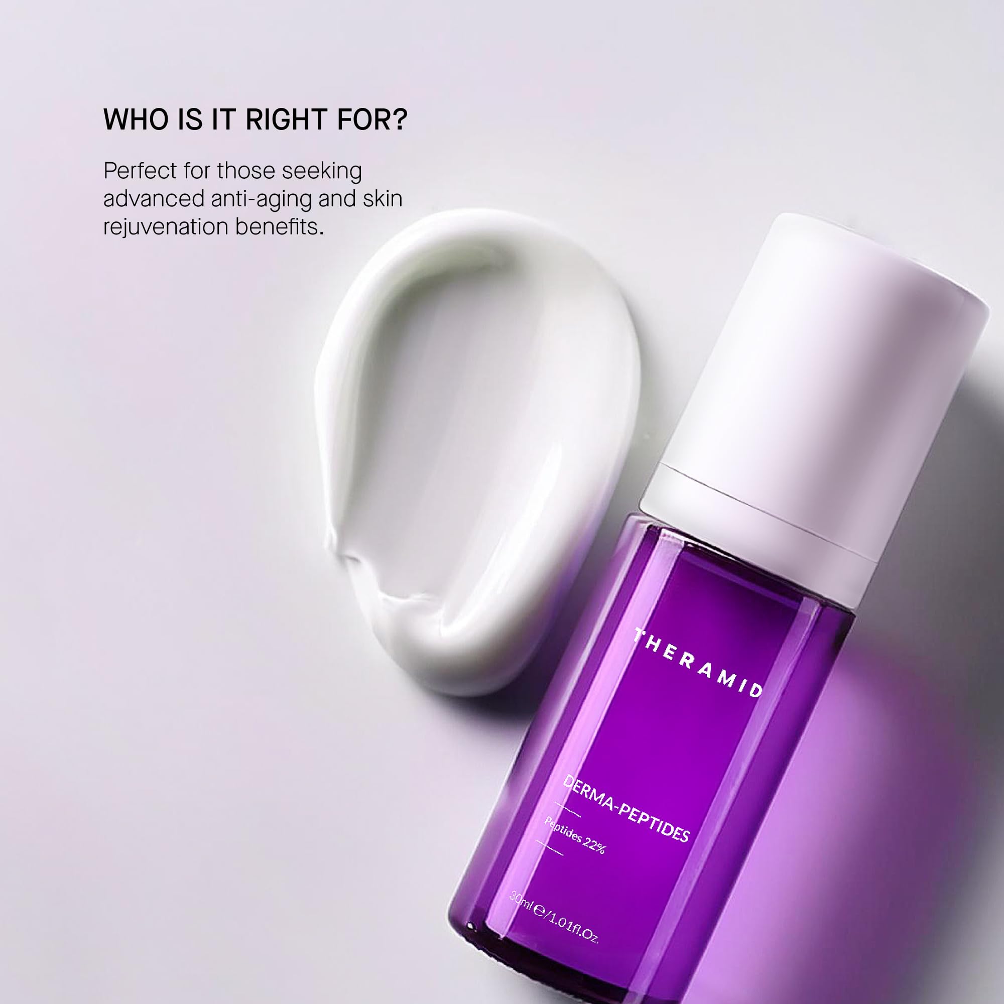Theramid Derma-Peptides Siero Multi-Peptidico 35% 30 ml – 9 peptidi biomimetici, antietà, rassodante, riduce le rughe e stimola la produzione di collagene ed elastina per una pelle giovane