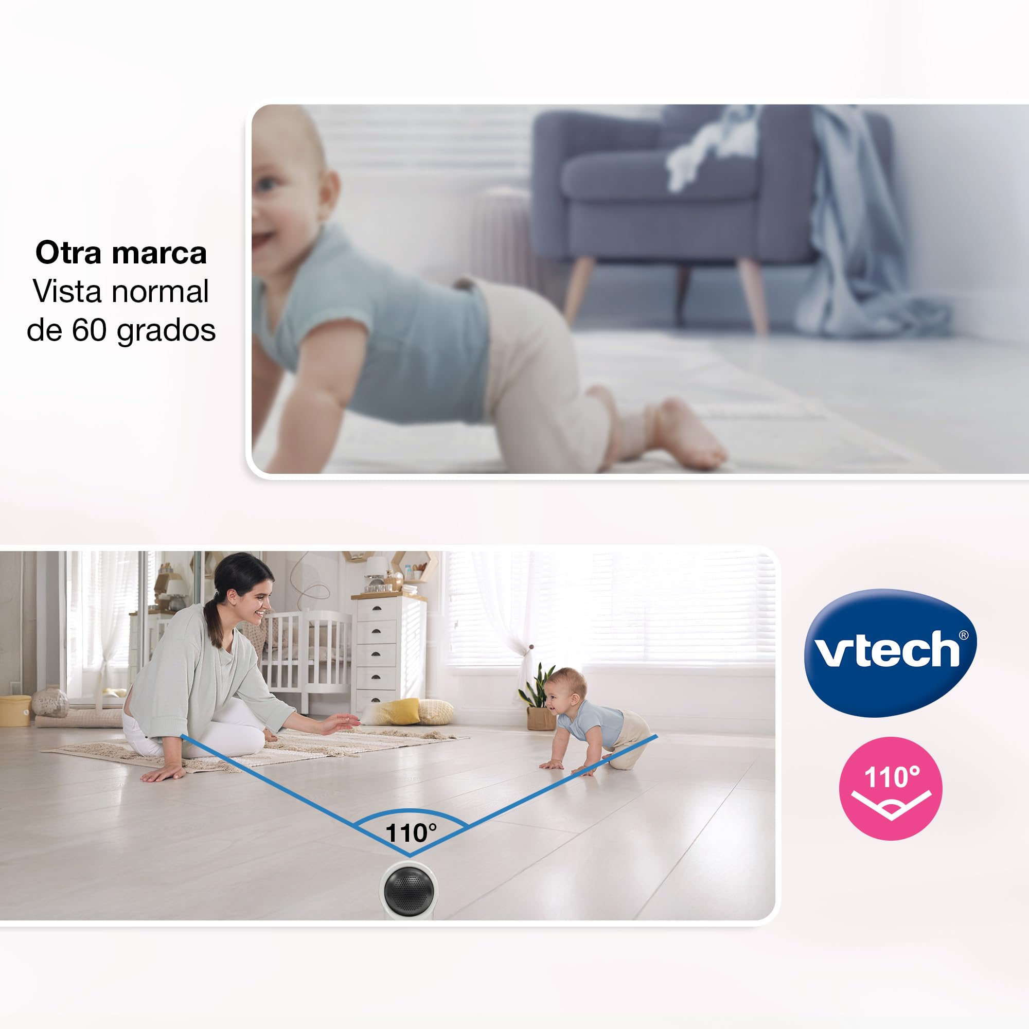 VTech Inteligentna elektroniczna niania z kolorowym ekranem HD 7", Wi-Fi, 2 kamery z kamerą FHD 1080p, darmowa aplikacja, funkcja pochylania zoomu, kołysanki, uspokajające dźwięki, funkcja domofonu