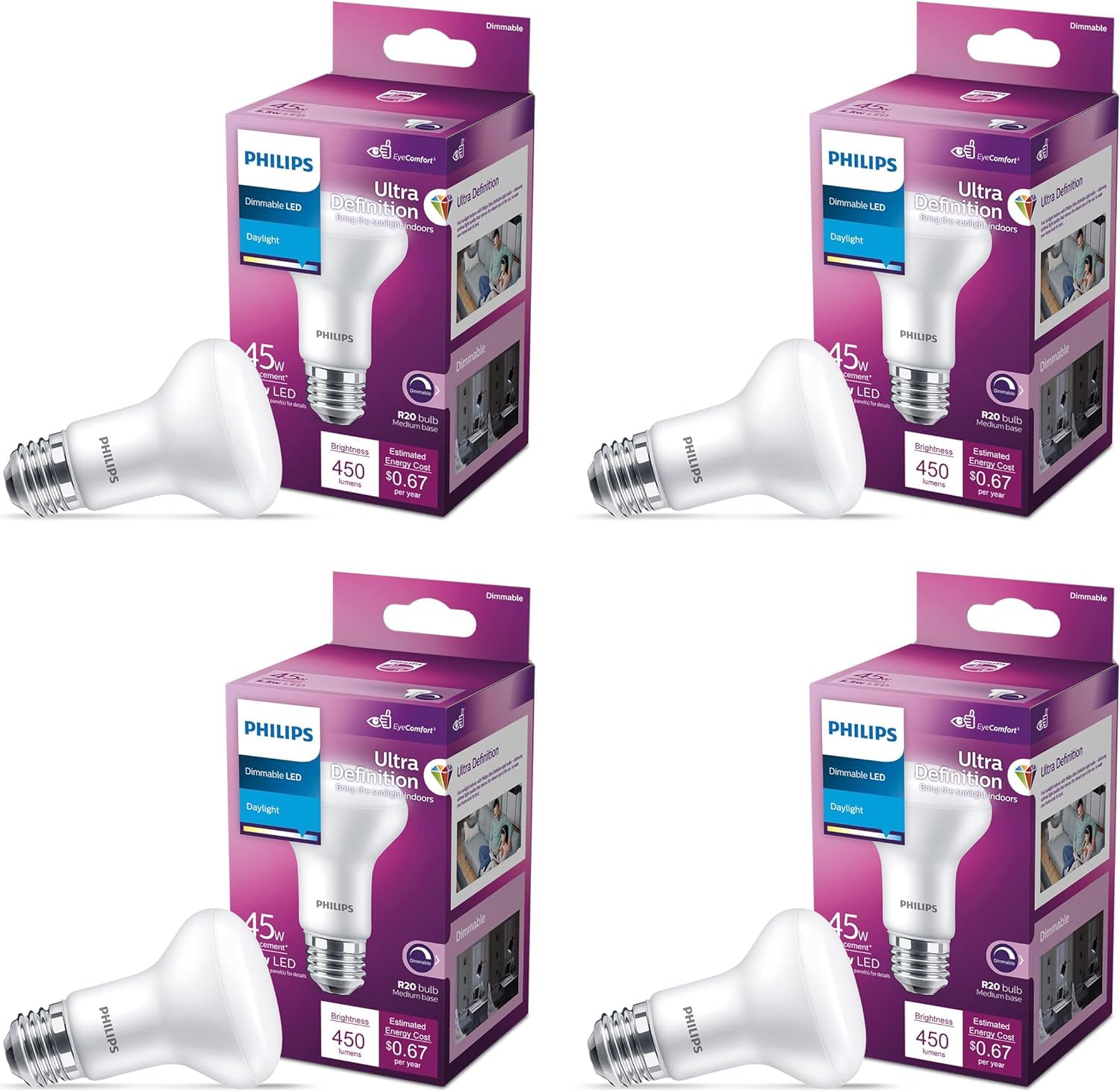 Amazon.com: PHILIPS LED 45W R20 4-Pack Ultra Definition Daylight
