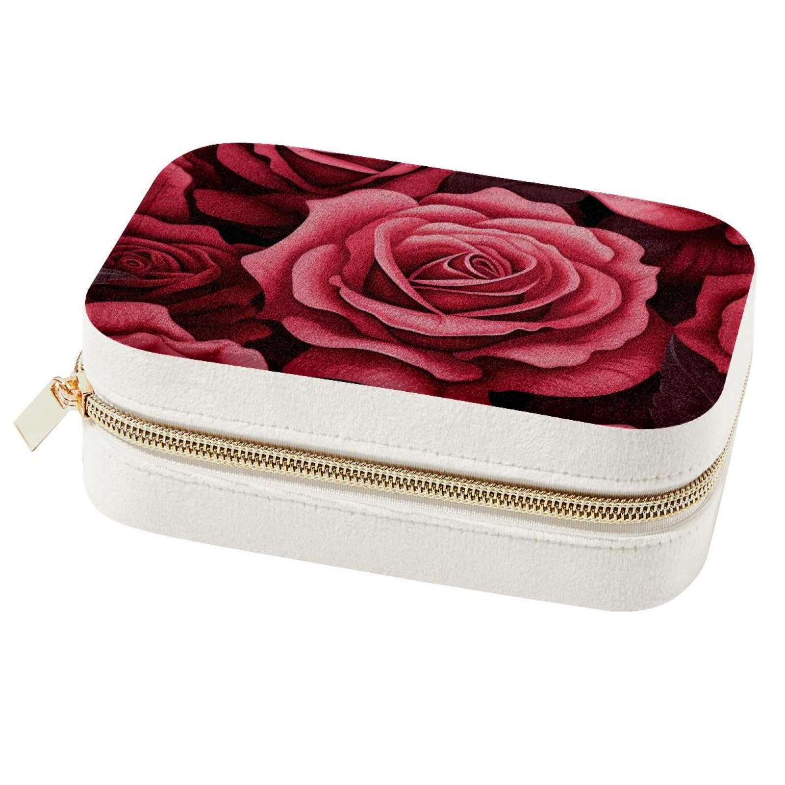 Boîte à bijoux vintage rose pour rangement de colliers et bagues de voyage