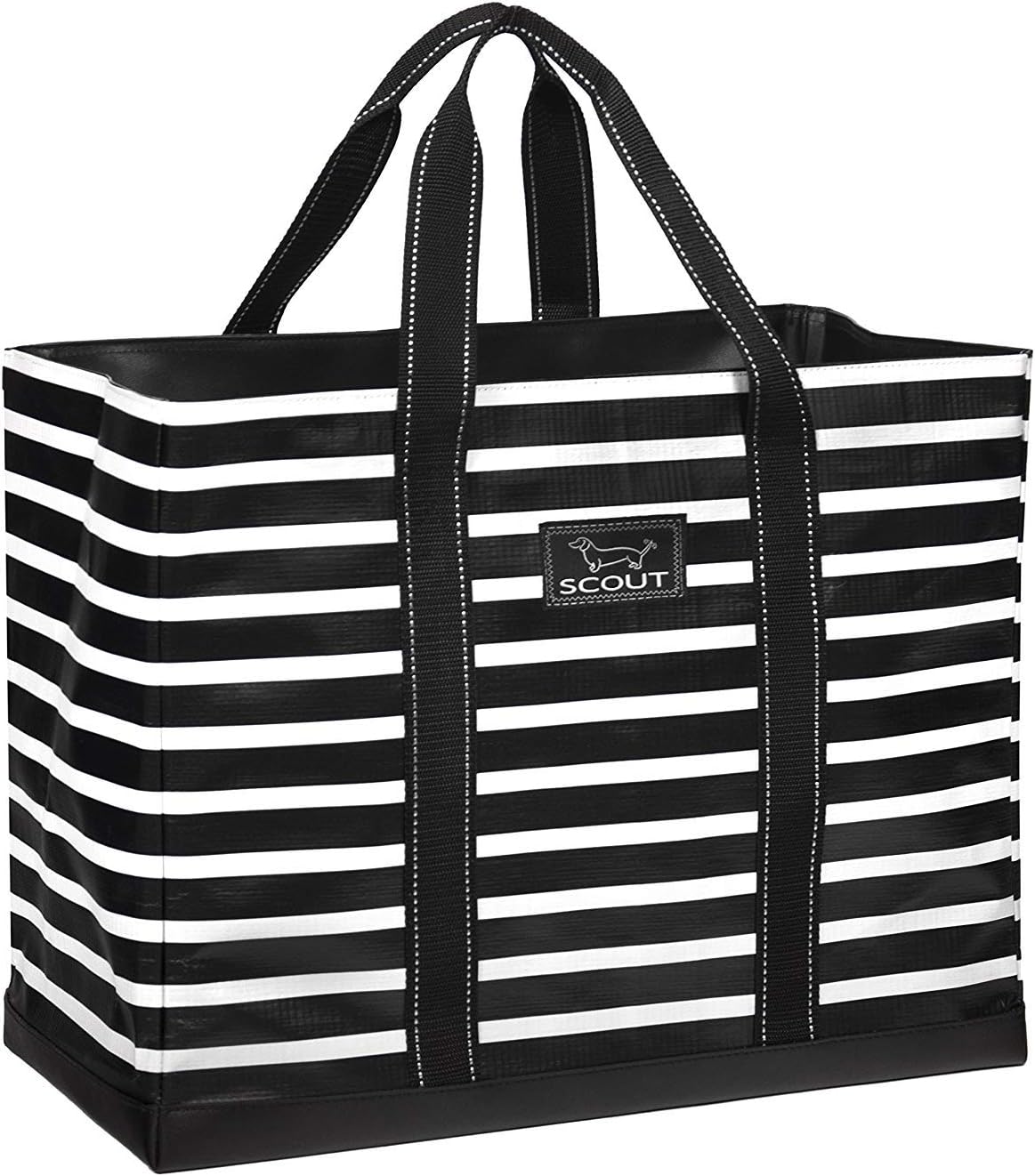 SCOUT Original Deano Tote Large - Durable Lightweight Open Top Beach, Pool & Lake Bag, Inside Zip Pocket, Folds Flat Fleetwood Black