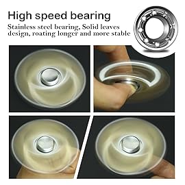 ATESSON Fidget Spinner Toy Ultra Durable Stainless Steel Bearing High Speed Precision Metal Material Hand Spinner Focus Anxiety Stress Relief Boredom Killing Time Toys Silver