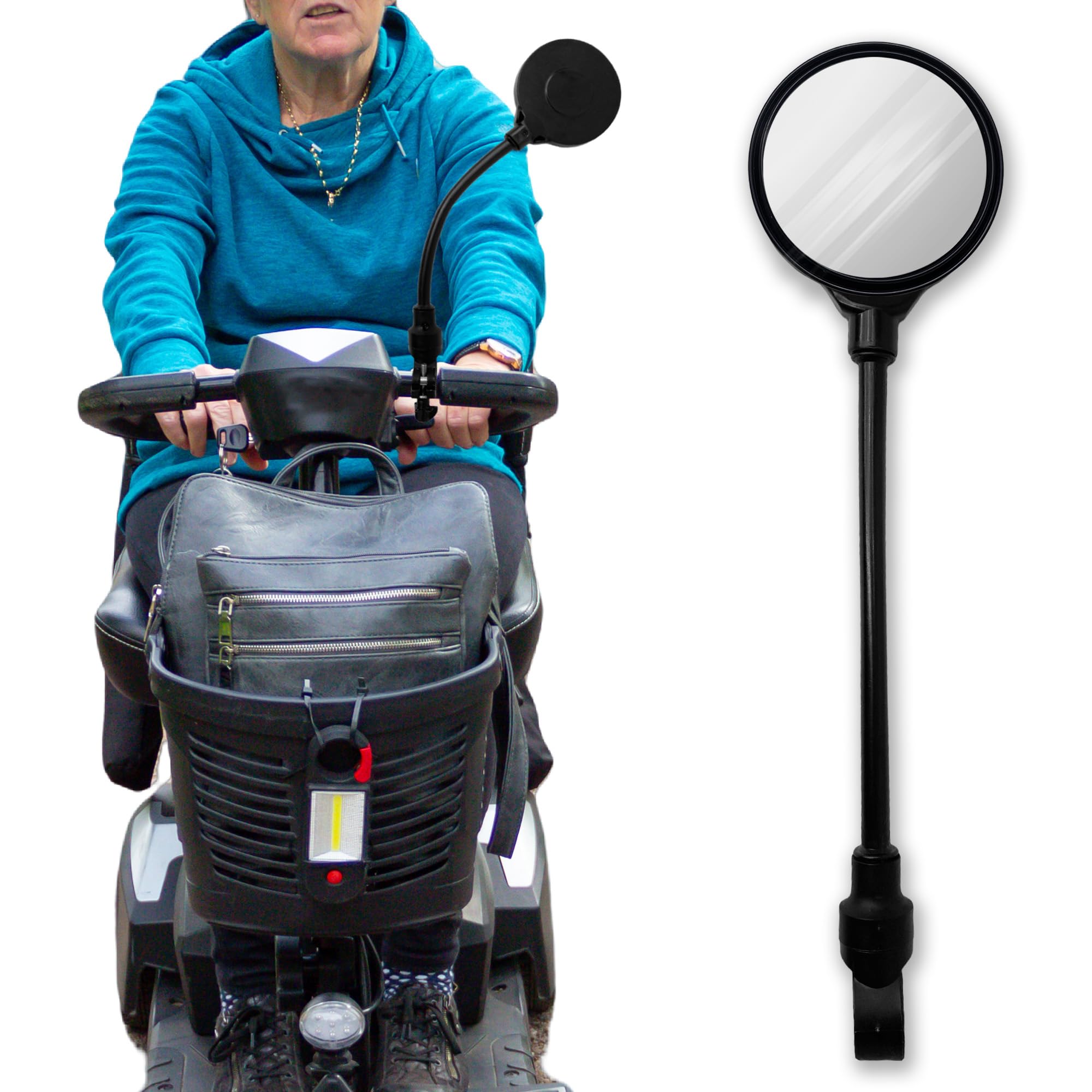 Mobility Scooter Accessories Mirror - Adjustable Rear View Mirror Gift for Wheelchair, Electric Scooter, for Elderly, Seniors