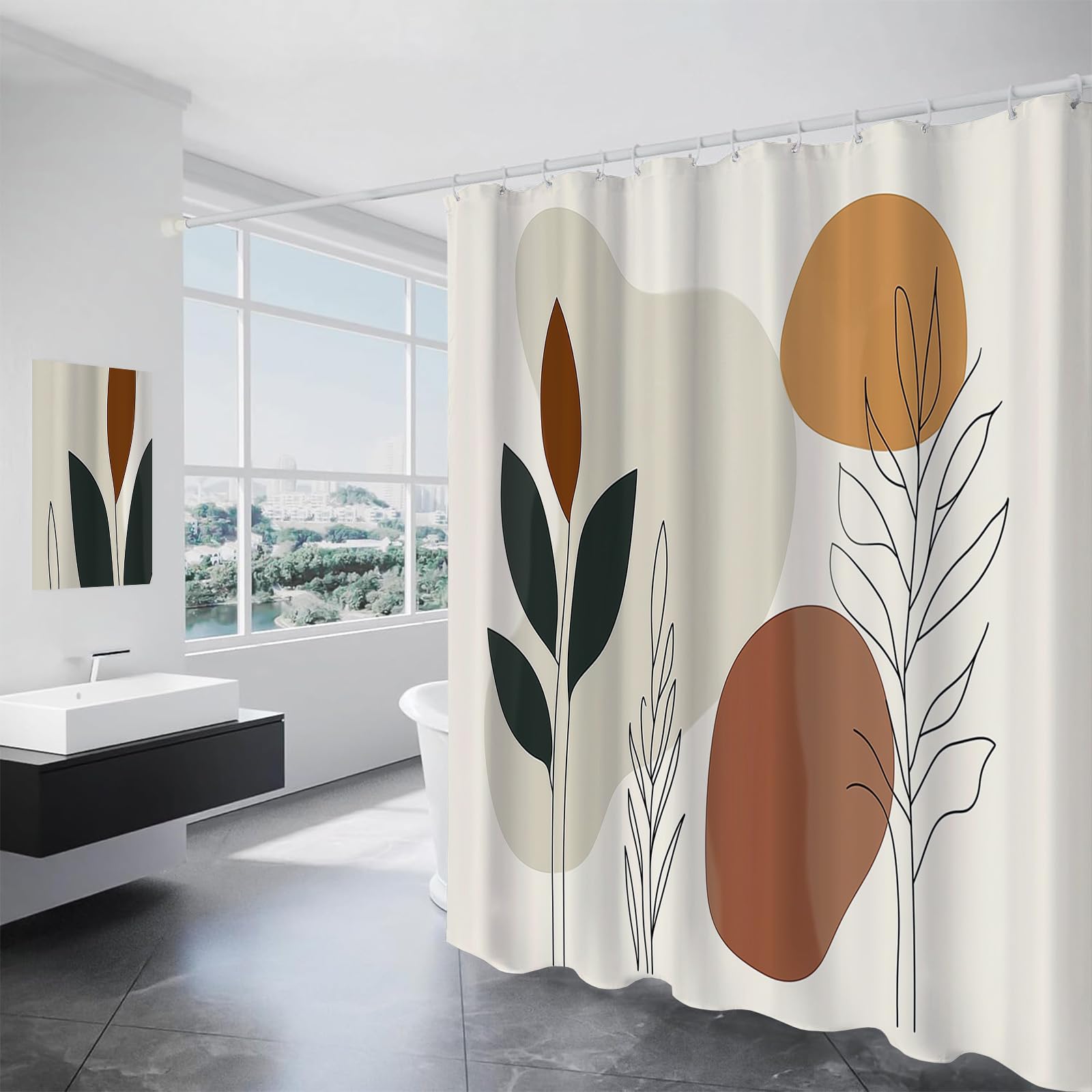 Rideau de douche plantes et feuilles pour une ambiance bohème et relaxante dans votre bain