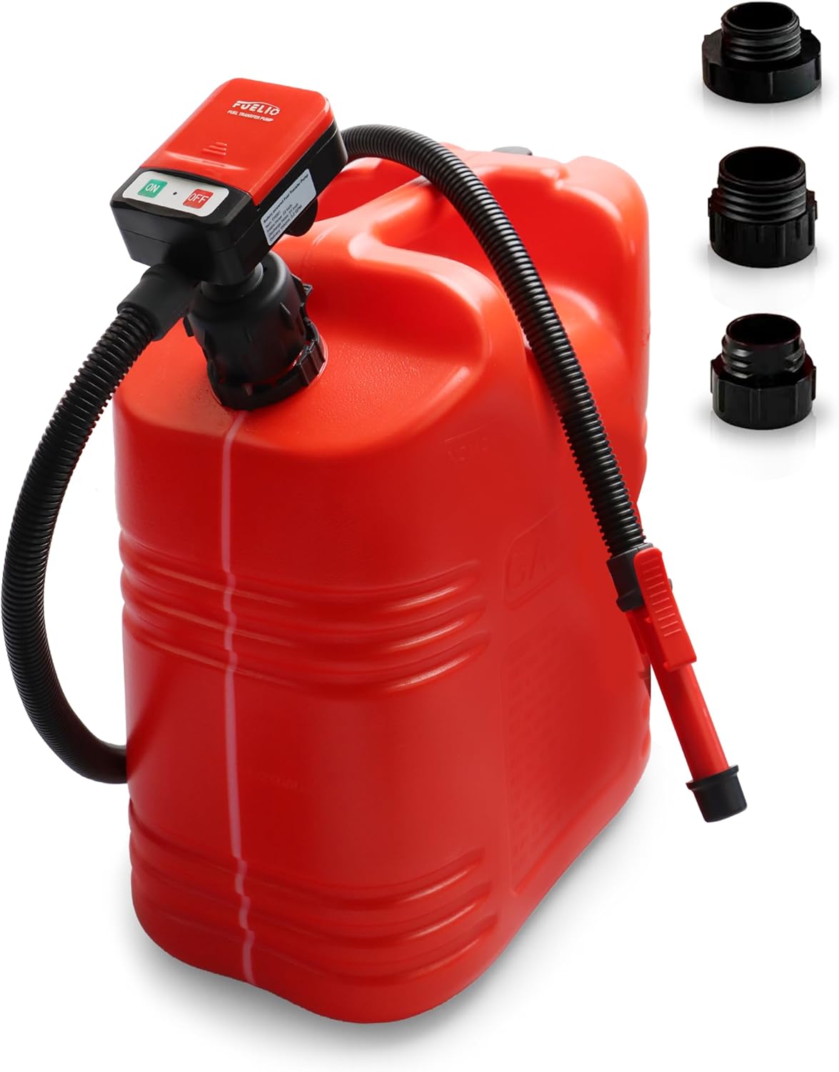 Fuel Transfer Pump Battery Powered Gas Pump For 5 Gallon Gas Can, 3.2GPM, Auto-Stop Nozzle, 51 IN Long Hose, GAS CAN NOT INCLUDED