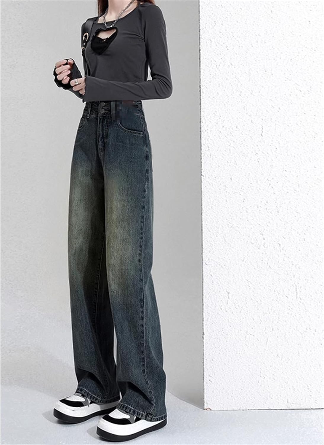 Retro Wide-Leg High-Waisted Straight-Leg Pants for Women in Spring and Autumn