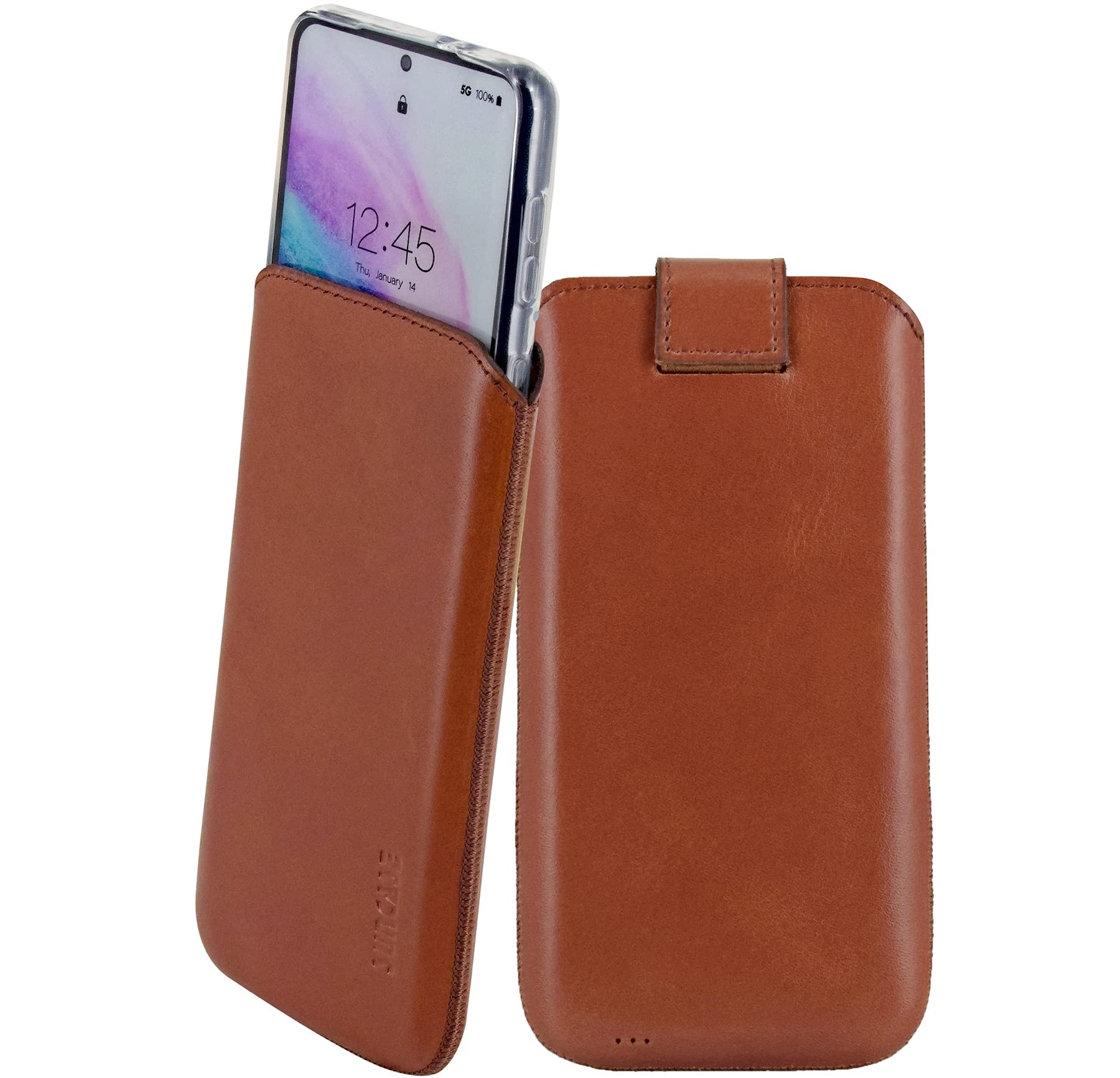 Mobile Phone Case Compatible with Sony Xperia 1 VI 6 (2024) with Additional Case / Shell / Bumper Tab with Pull-Up Strap Mobile Phone Case Leather Protective Case in Mocha Brown