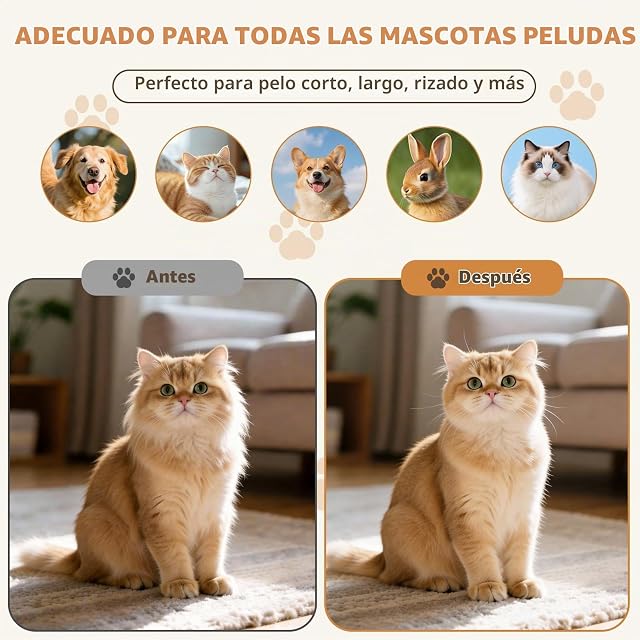 Foto 8 de 8 de Set Cepillo de Vapor para Gatos 2 en 1 y Removedor de Subpelo
