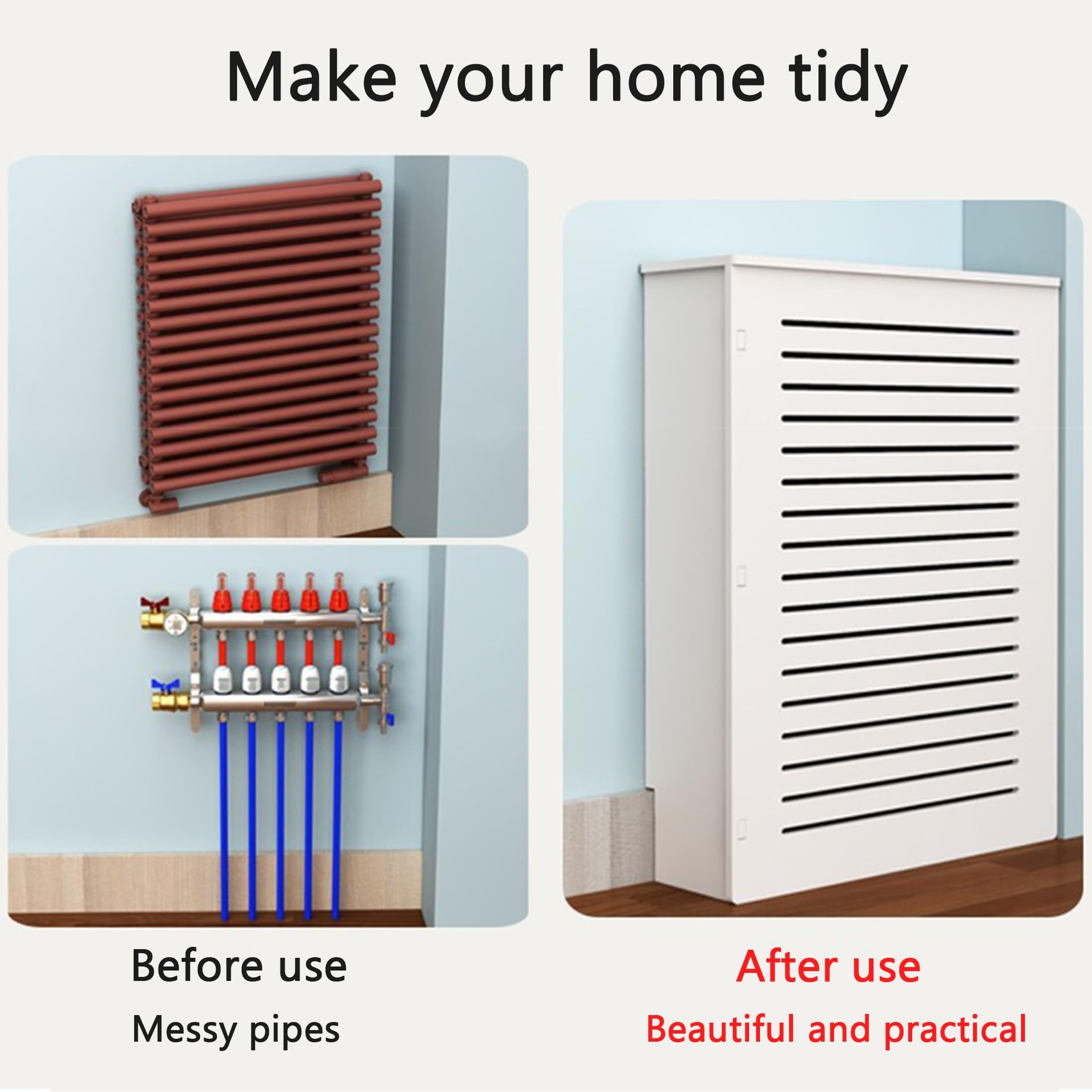 Heizungsabdeckung Heizkörperverkleidung Heizkörperabdeckung Weiß Schrank Radiator cover Holz Modern Heizkörperregal Heizungsverkleidung Hoch Heizkörper Abdeckung für Schlafzimmer Wohnzimmer(L70*H70*W2