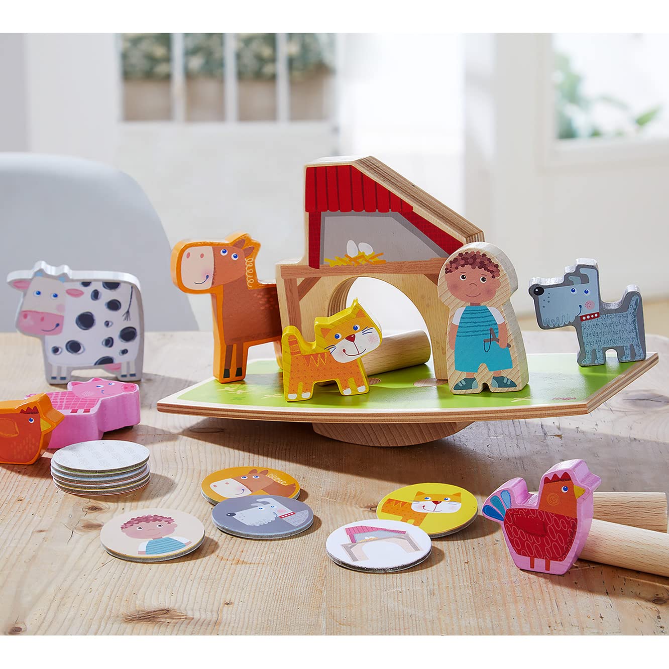 Image secondaire de HABA - Jeu d'Équilibre A la Ferme en Bois - Amusement pour Enfants à Partir de 2 Ans