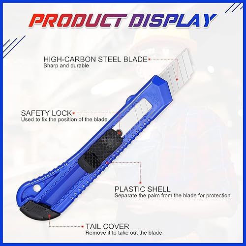 Miniatura 3 de Paquete de 60 cuchillos de utilidad a granel de 0.709in de ancho, cortador de plástico retráctil, compacto, extendido, uso seguro para oficina,