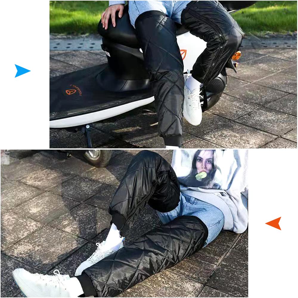 Calentadores de pierna para ciclismo, para invierno, para moto, para bicicleta, resistente al agua, cortavientos, calentadores de piernas, para exteriores, para hombre y mujer, Negro , Talla