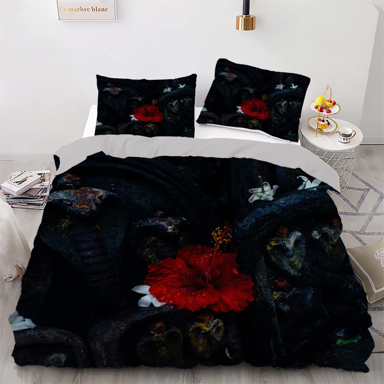 Housse de couette serpent rouge 160x200 pour réveiller la décoration de votre chambre à coucher